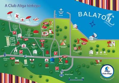 Balatonaliga Club Aliga - la mapa del complejo al lado del Lago Balatón  - ✔️ Club Aliga Hotel*** Balatonaliga - Balatonvilagos, Lago Balaton