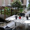 Six Inn Hotel Cafe in Budapest in inner atrium garden in elegant surrounding
