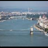 Vista panoramica del Danubio e dei ponti di Budapest - hotel Novotel sulla riva del Danubio